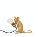 SELETTI Muis Lamp Goud Zittend/Mac Zwart Cable