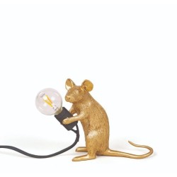 SELETTI Mouse Lamp Gold Sitting/Mac Black Cable