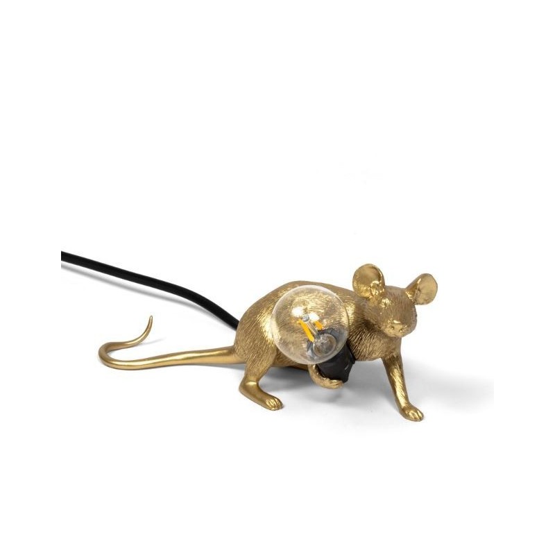 SELETTI Muis Lamp Goud Liggend/Lop Zwart Cable