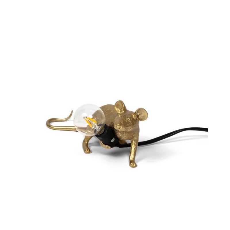 SELETTI Muis Lamp Goud Liggend/Lop Zwart Cable